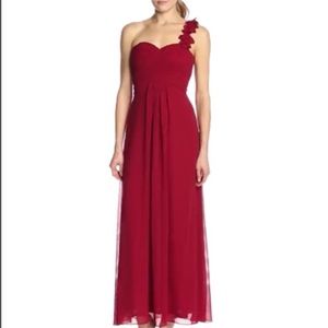 Ever Pretty Red Ruffle One Shoulder EmpireWaist  Chiffon Bridesmaid Dress NWT 10